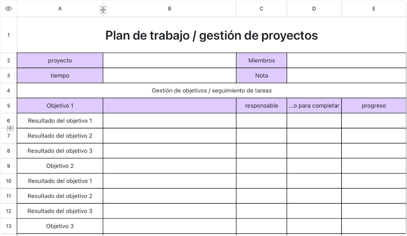 Plan de trabajo y gestión de proyectos